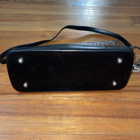 Brighton Vintage Brown Croc Embossed Leather Shoulder Bag Purse - Picture 4 of 16